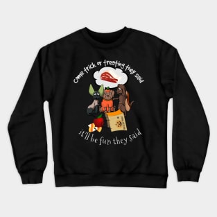 Halloween Dogs Trick or Treating Crewneck Sweatshirt